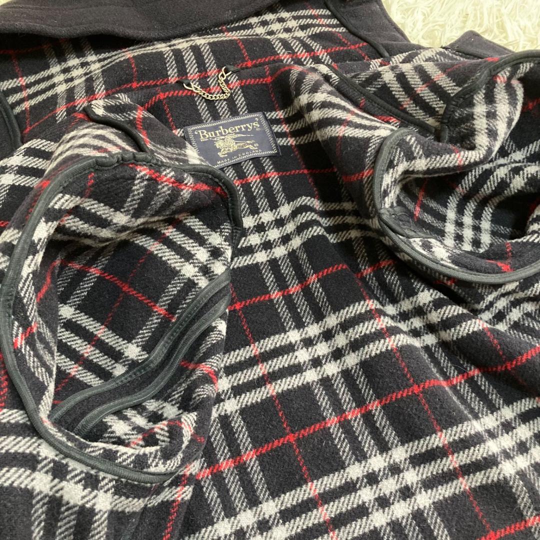 15888✨バーバリー ノバチェック ダッフルコート ウール ネイビー 英国製