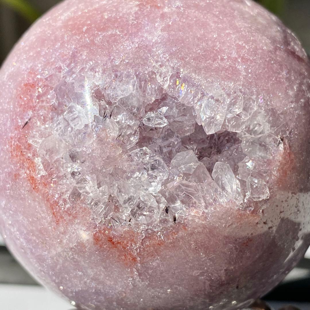 【 天然石 ピンクアメジスト クォーツ スフィア 約68ミリ 】