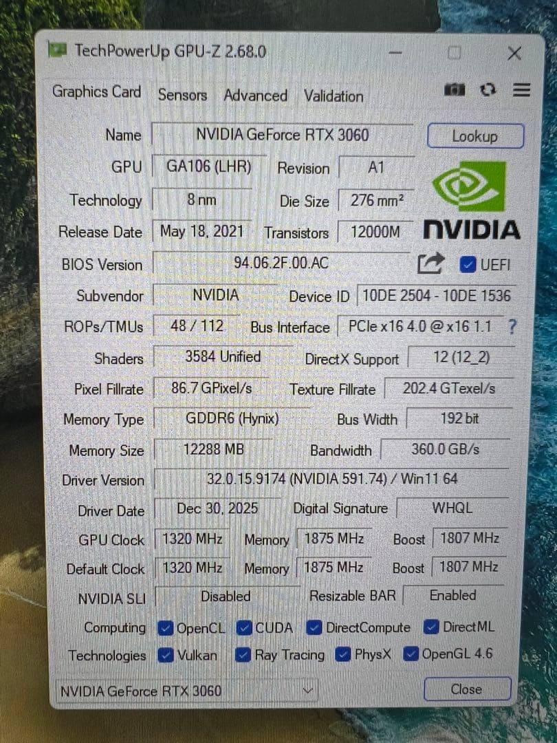 GALAKURO RTX 3060 グラフィックボード