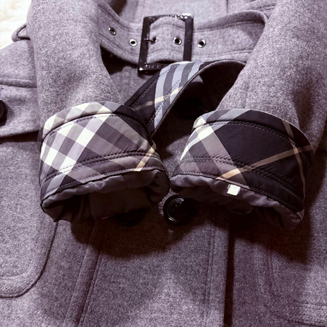 バーバリー ブルーレーベル アンゴラ ウール ベルテッドコート Aライン