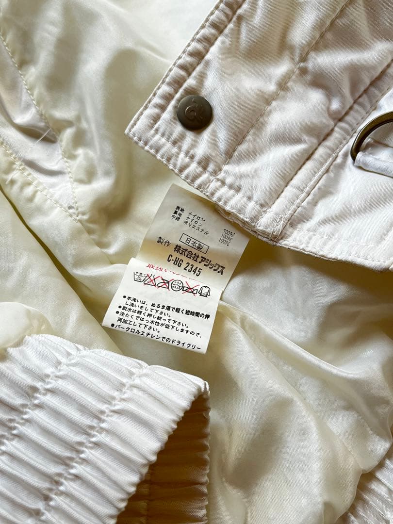 ASICS スキーウェア　ベスト　オーダーメイド　古着　ホワイト レッド