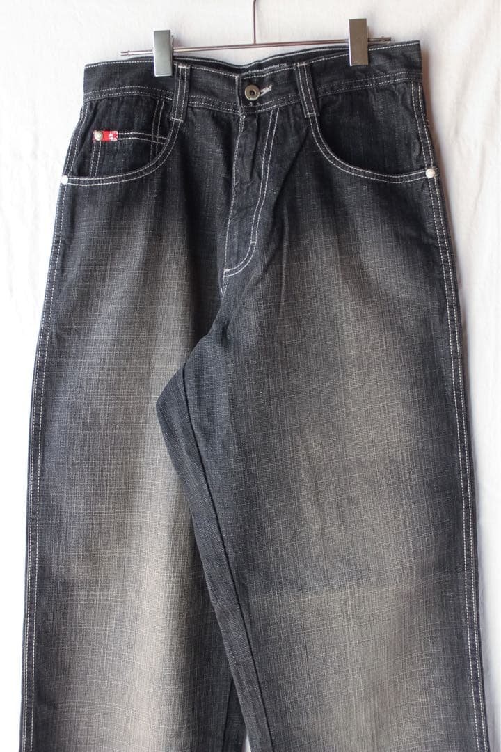 90s SOUTHPOLE ワイドデニム バギーパンツ USA古着 S W29黒