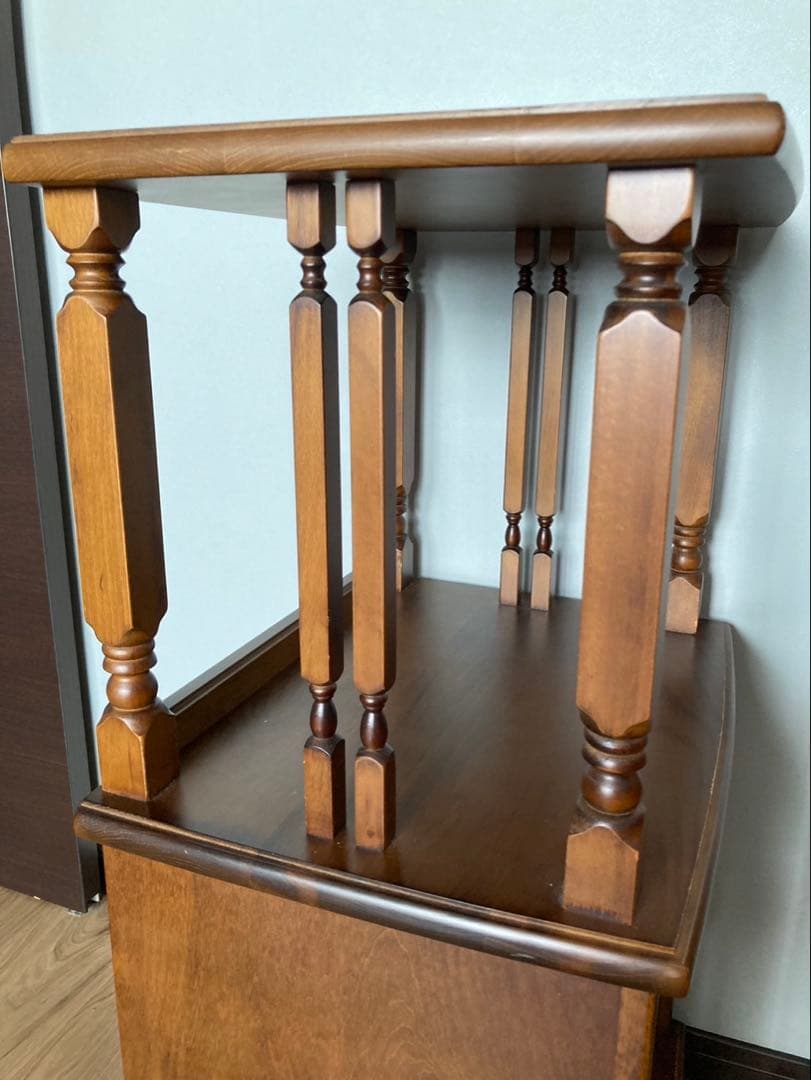 電話台 キャビネット シェルフ 花台 ラック 収納棚 レトロ ヴィンテージ　木製