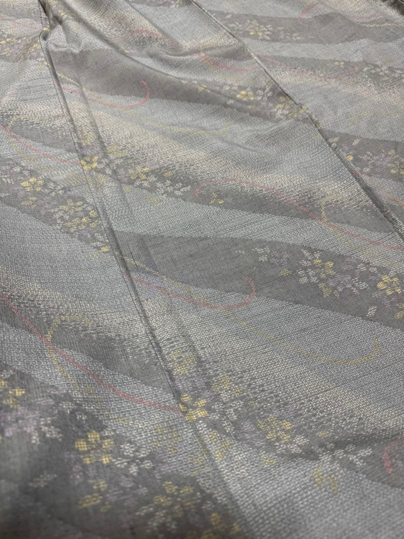 【極美品】重要無形文化財 本場結城紬「結」グレー「極上120亀甲」地機