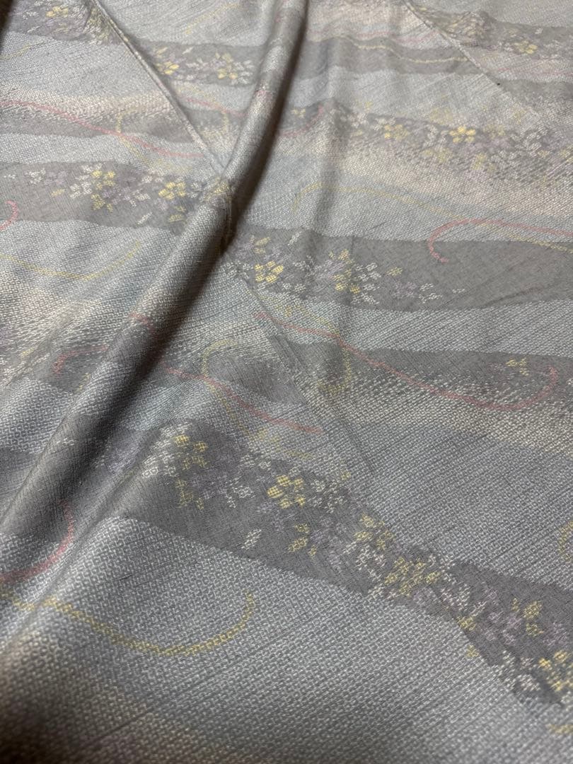 【極美品】重要無形文化財 本場結城紬「結」グレー「極上120亀甲」地機