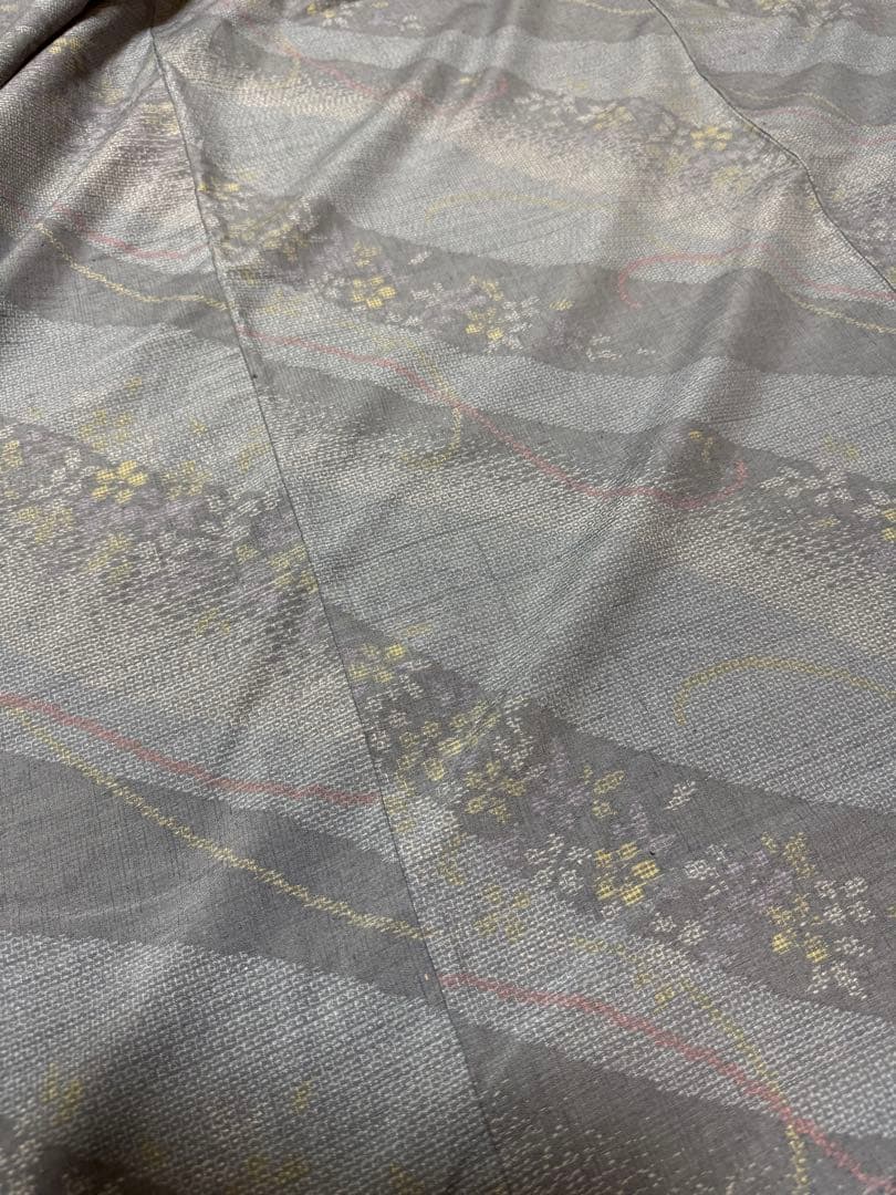 【極美品】重要無形文化財 本場結城紬「結」グレー「極上120亀甲」地機