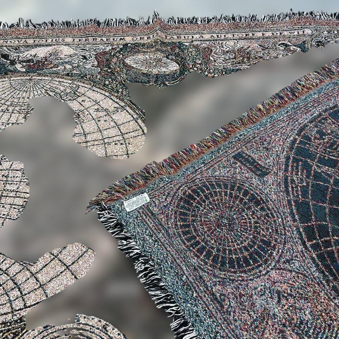 地球　世界地図　マルチカバー　ソファカバー　ヴィンテージラグ　130x178