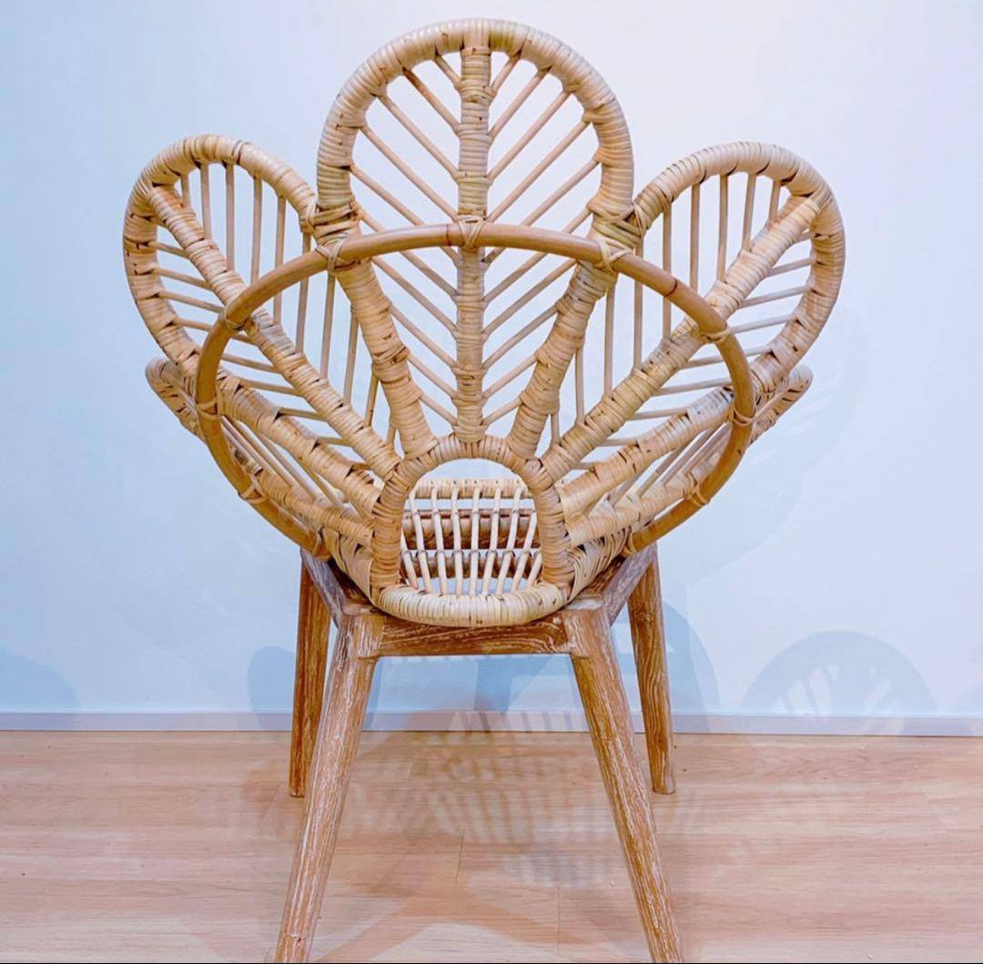 ラタン×チーク フラワーチェア