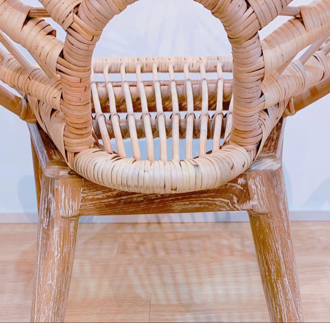 ラタン×チーク フラワーチェア