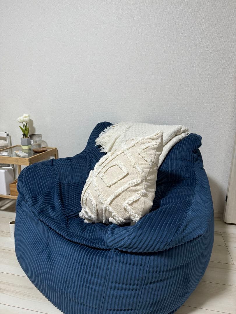 【美品】LOOSY 1人掛けビーズソファ　ネイビー