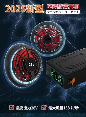 A空調作業服 ファンバッテリーセット【2025最新＆40000mAh大容量&28