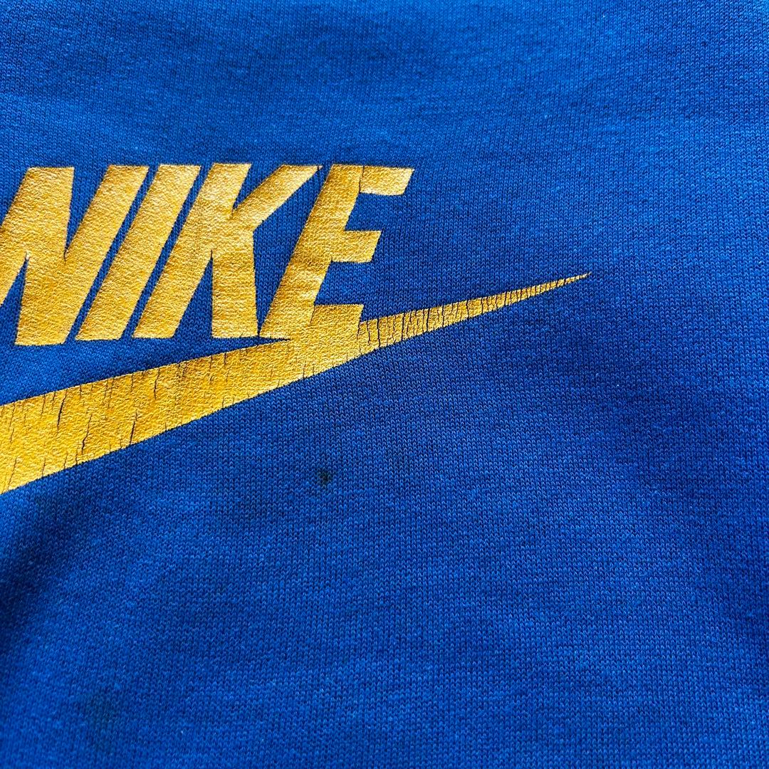 70s NIKE ナイキ ツートンスウェット USA製 XL ブルー×イエロー