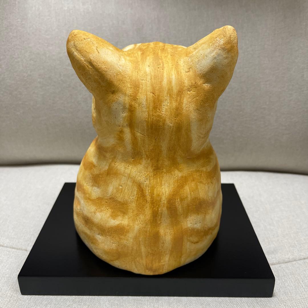 造形作家　小澤康麿　立体　猫　オブジェ 置物　茶トラ