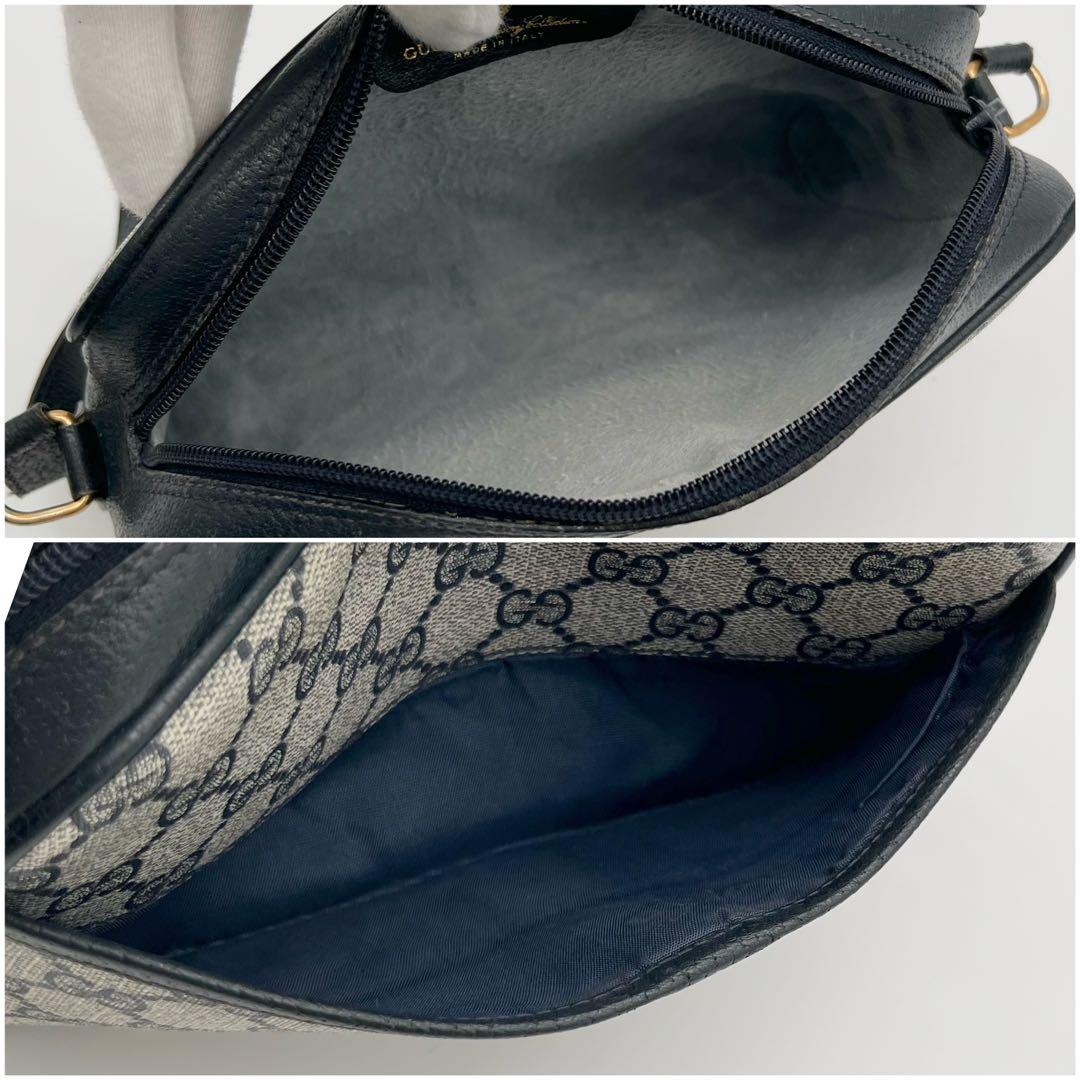 GUCCI シェリーライン GG ネイビー ショルダーバッグ レザー 箱付き