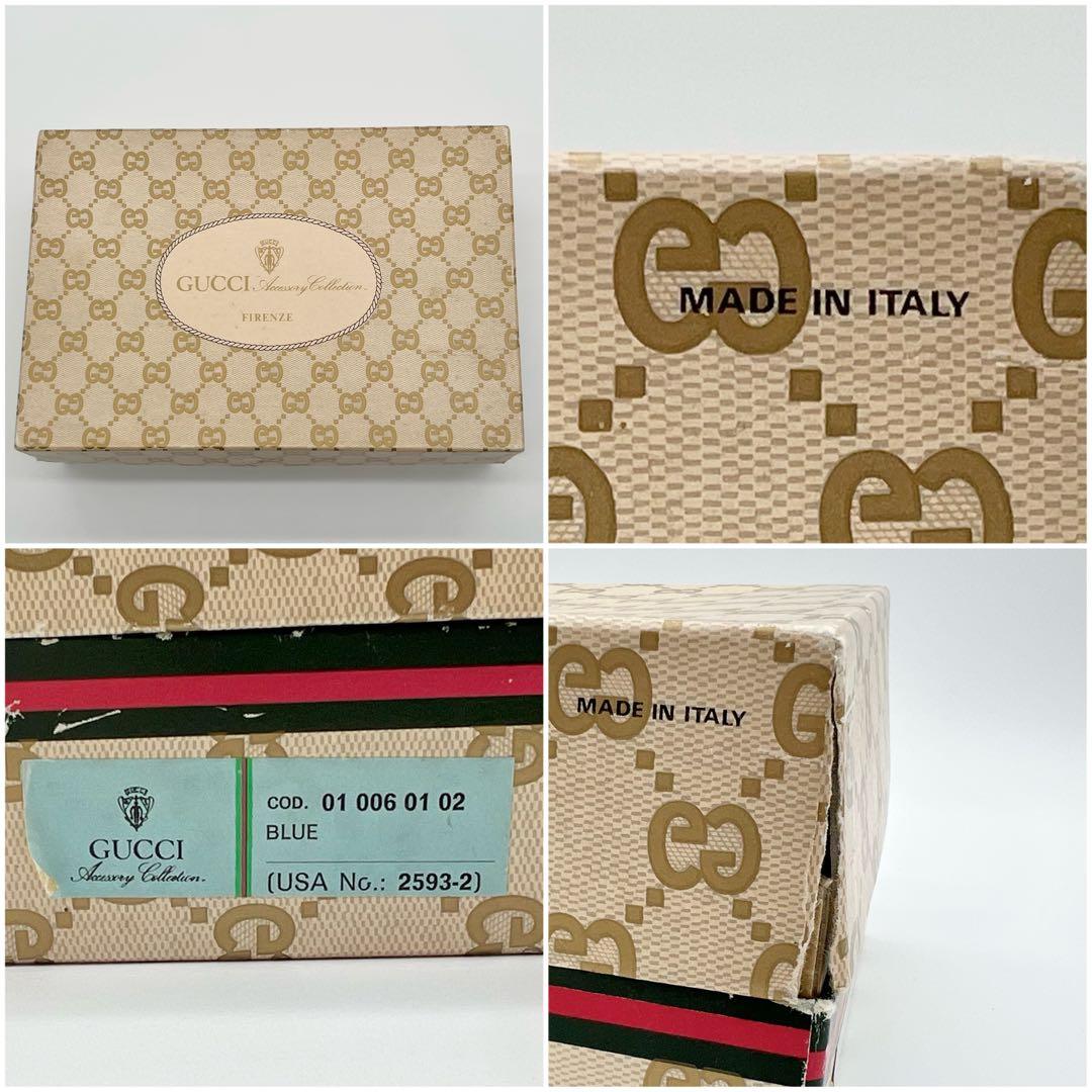 GUCCI シェリーライン GG ネイビー ショルダーバッグ レザー 箱付き