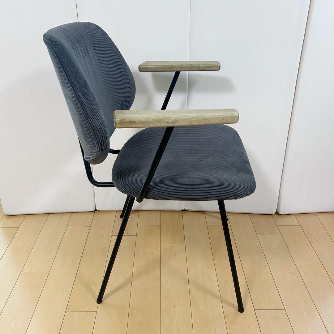 アンティーク アーム付　コーデュロイ ブラックアイアン　モダン Menoa天然木