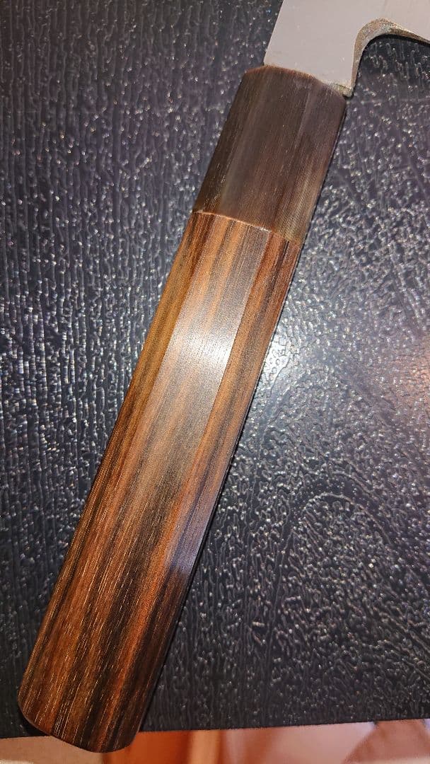 不動国行玄海正国 鎌型薄刃包丁 (本焼 )平鏡面 黒檀八角柄