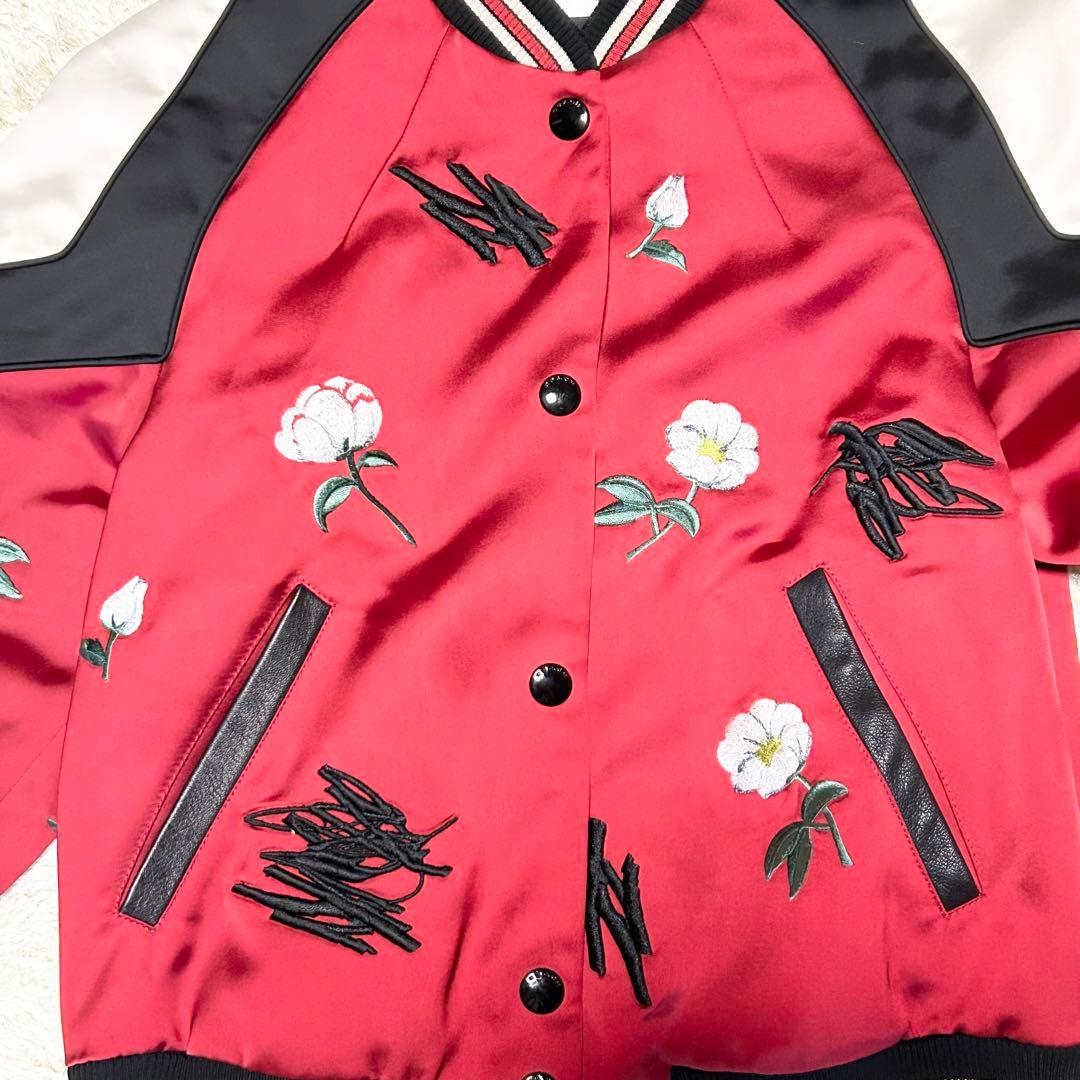 COACH コーチ スカジャン 刺繍 花 ボブキャット 2サイズ 赤