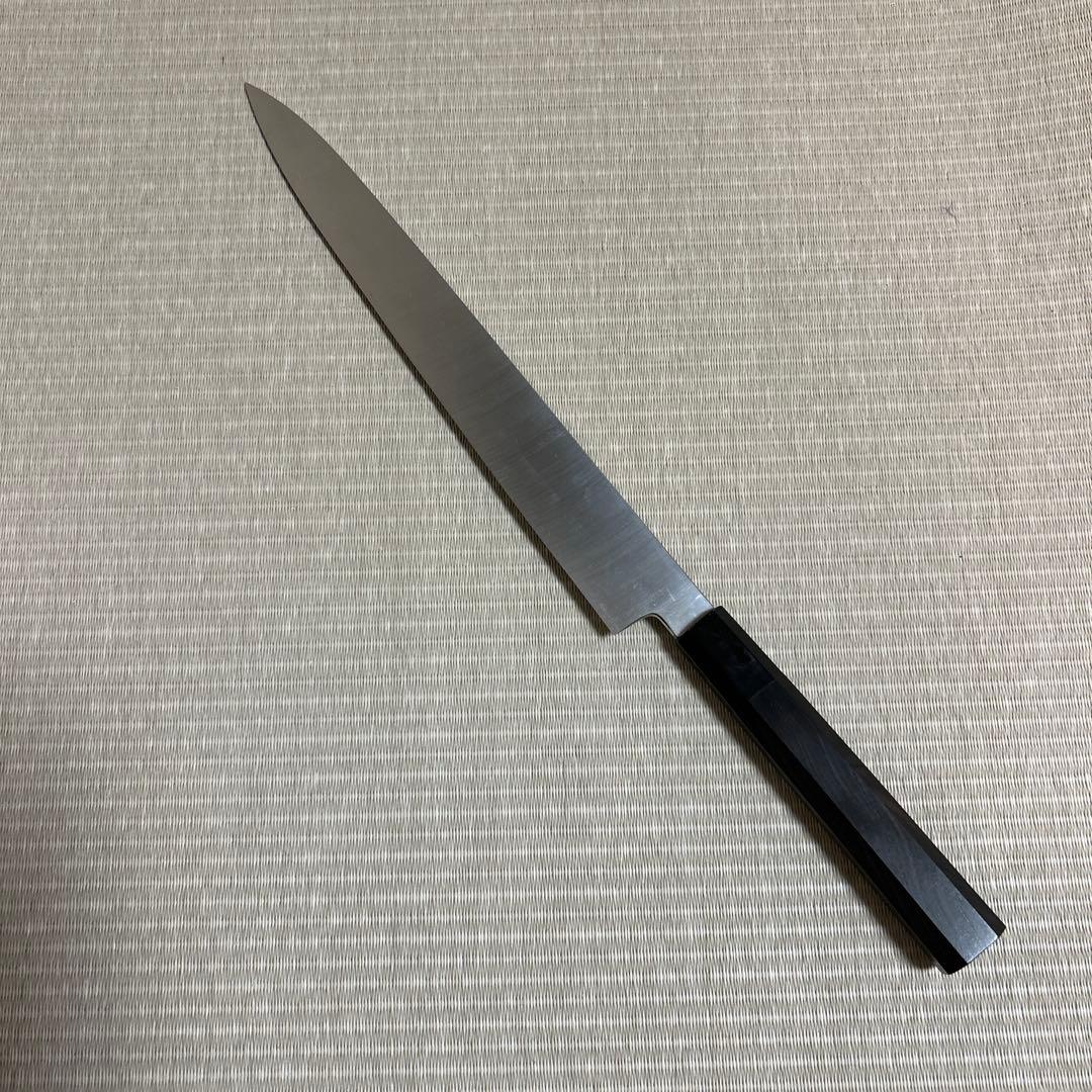 尺　柳刃　包丁　和包丁　本焼　黒檀黒水牛八角柄　新品　箱付き　V金10号