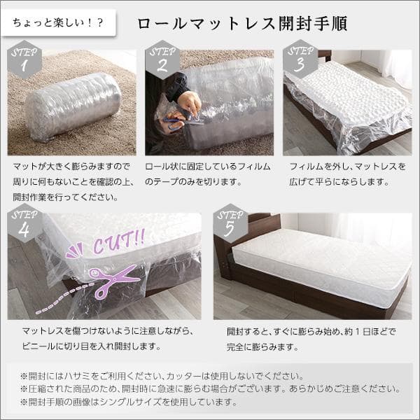 ロール梱包片面仕様ポケットコイルマットレス セミダブル [7266]