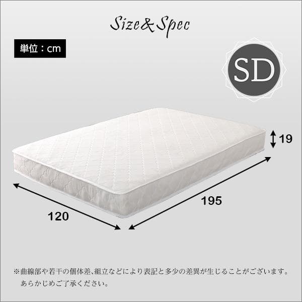 ロール梱包片面仕様ポケットコイルマットレス セミダブル [7266]