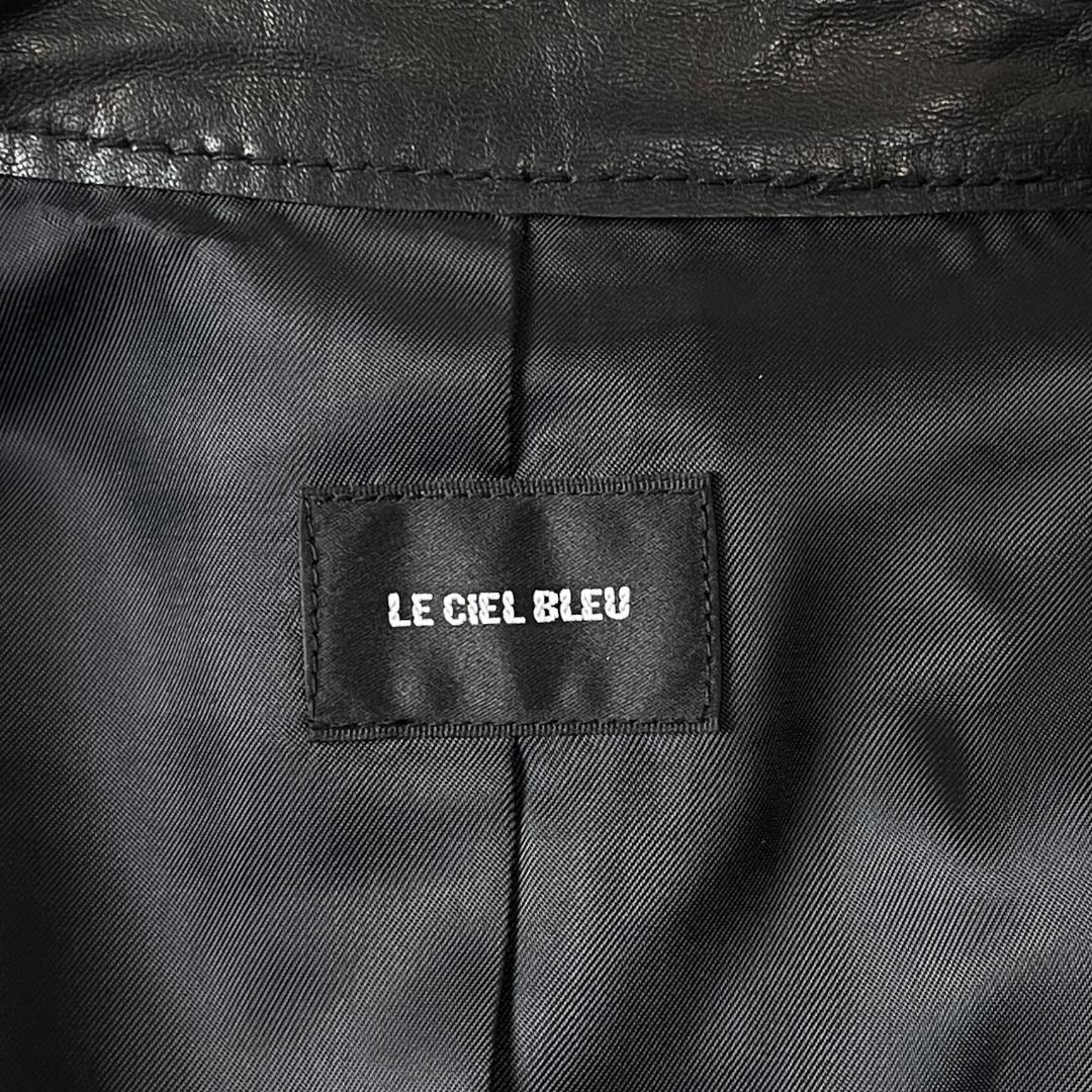 LE CIEL BLEU ラムレザー ジャケット 38 ノーカラー フリル 本革