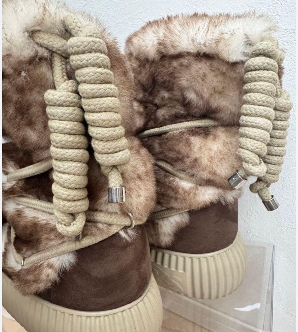 YELLO ファー素材 ブラウン ロングブーツ