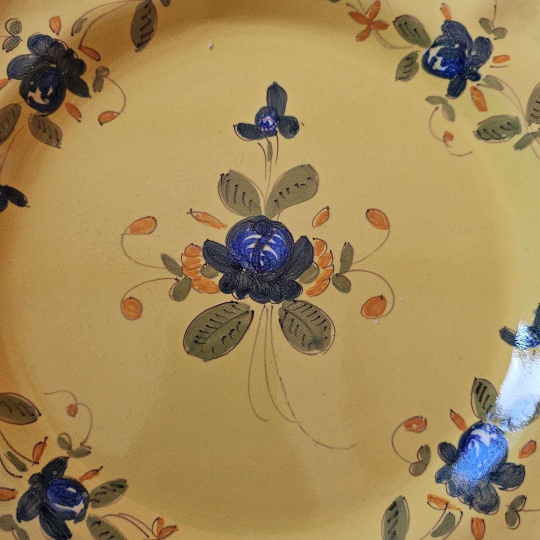 19-20世紀 南フランス 黄釉色絵輪花平皿 伊丹十三の台所