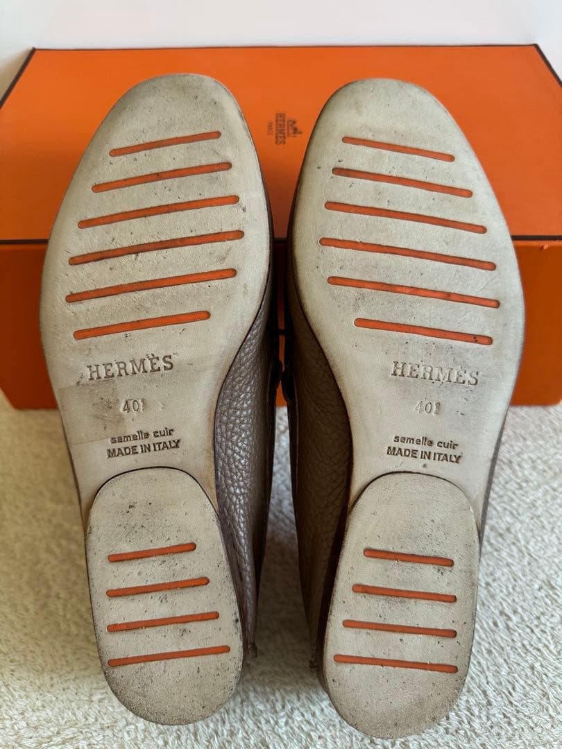 美品 エルメス HERMES シューズ ローファー モカシン カーフレザー 40