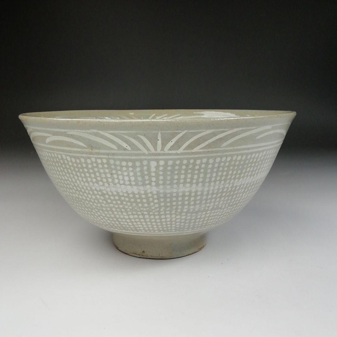 Ｔ４３４　茶碗　『三島手刷毛目　茶碗』『黃仁哲 作』　共箱　抹茶碗　茶道具