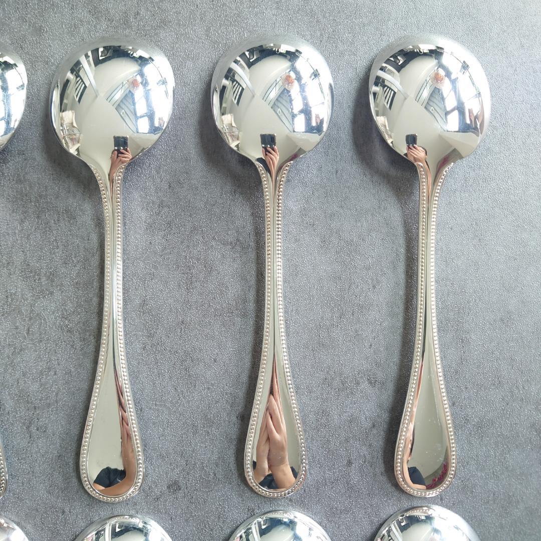 希少 美品 クリストフル パール コンソメスプーン 12点