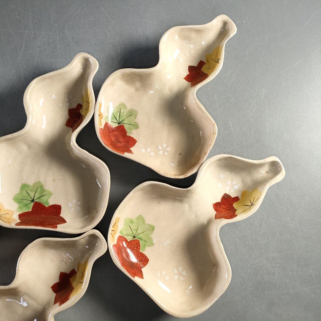 A1366-5/平安萬珠堂/雲錦紅葉絵盆皿10客/共箱/飾皿/菓子皿/懐石道具/