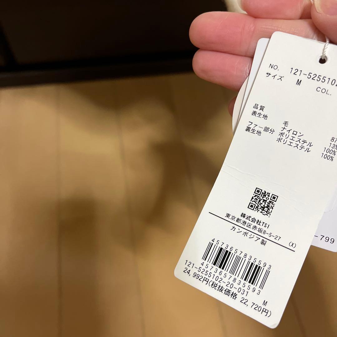 プロポーションボディドレッシング　ファー付きフードショートコート　M