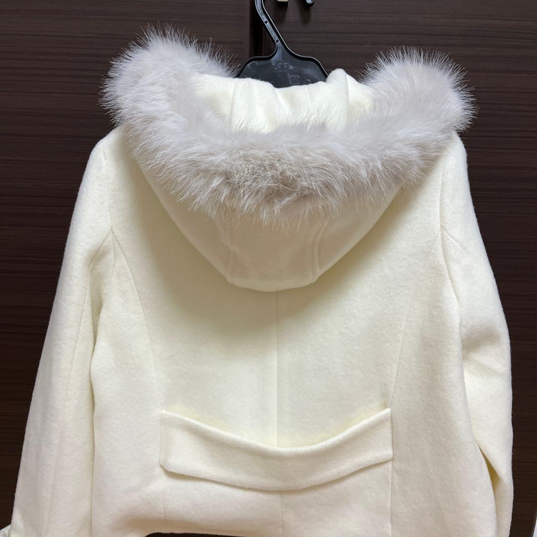 プロポーションボディドレッシング　ファー付きフードショートコート　M