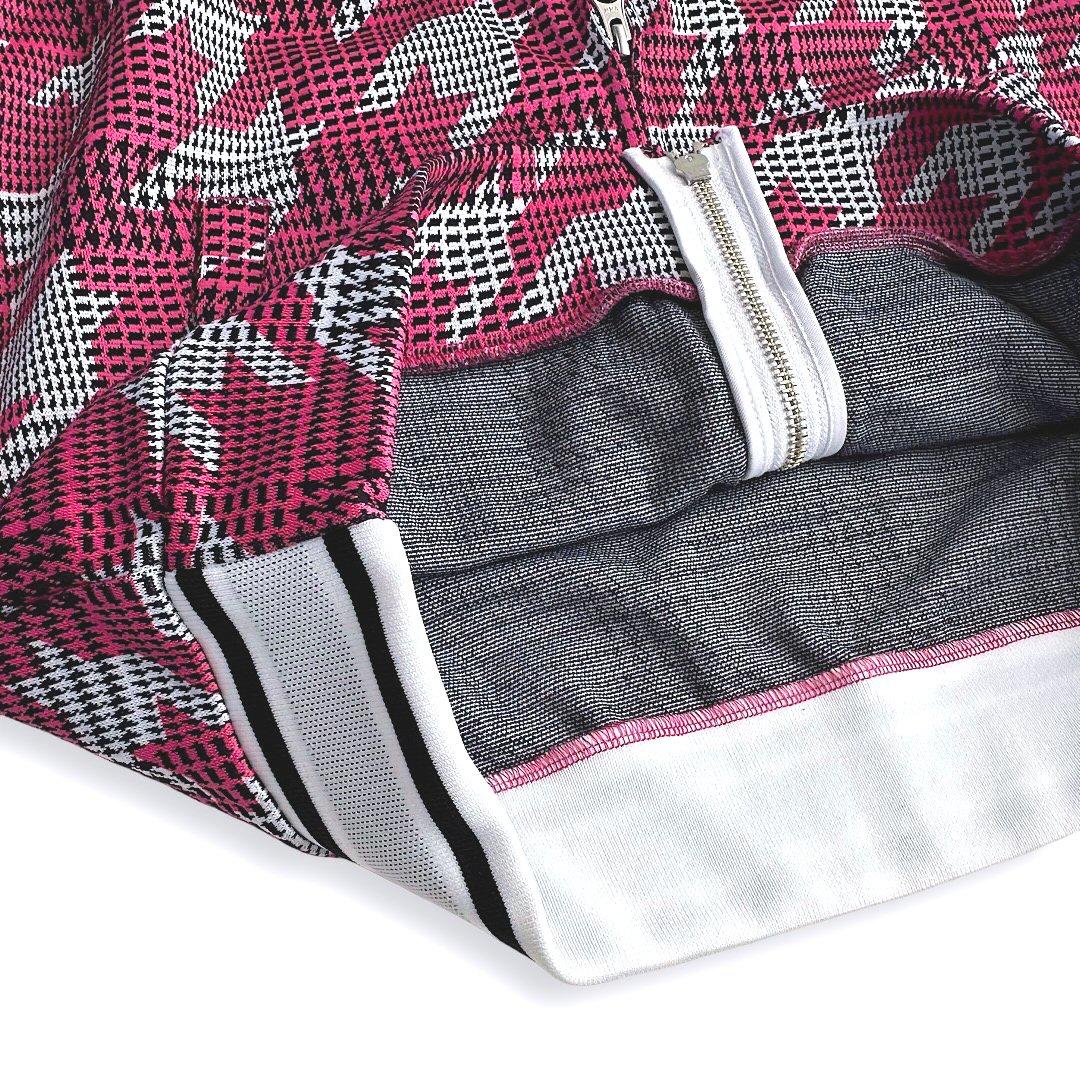 146 パーリーゲイツ 長袖パーカー スエット フード ピンク チェック 0 S