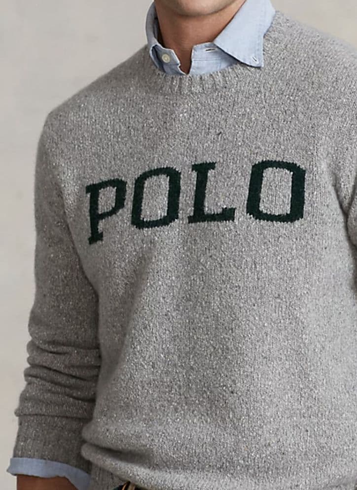 ​極美品ポロラルフローレン POLOロゴ ニット セーター グレー L 現行タグ