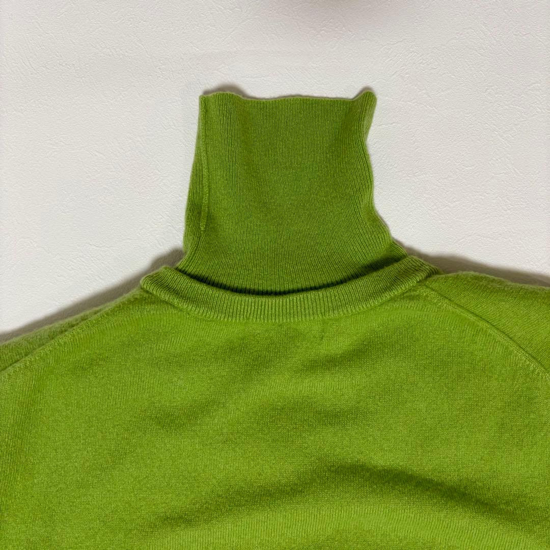 マークアンドロナ カシミヤ100％ タートルネックニット グリーン 46 ゴルフ