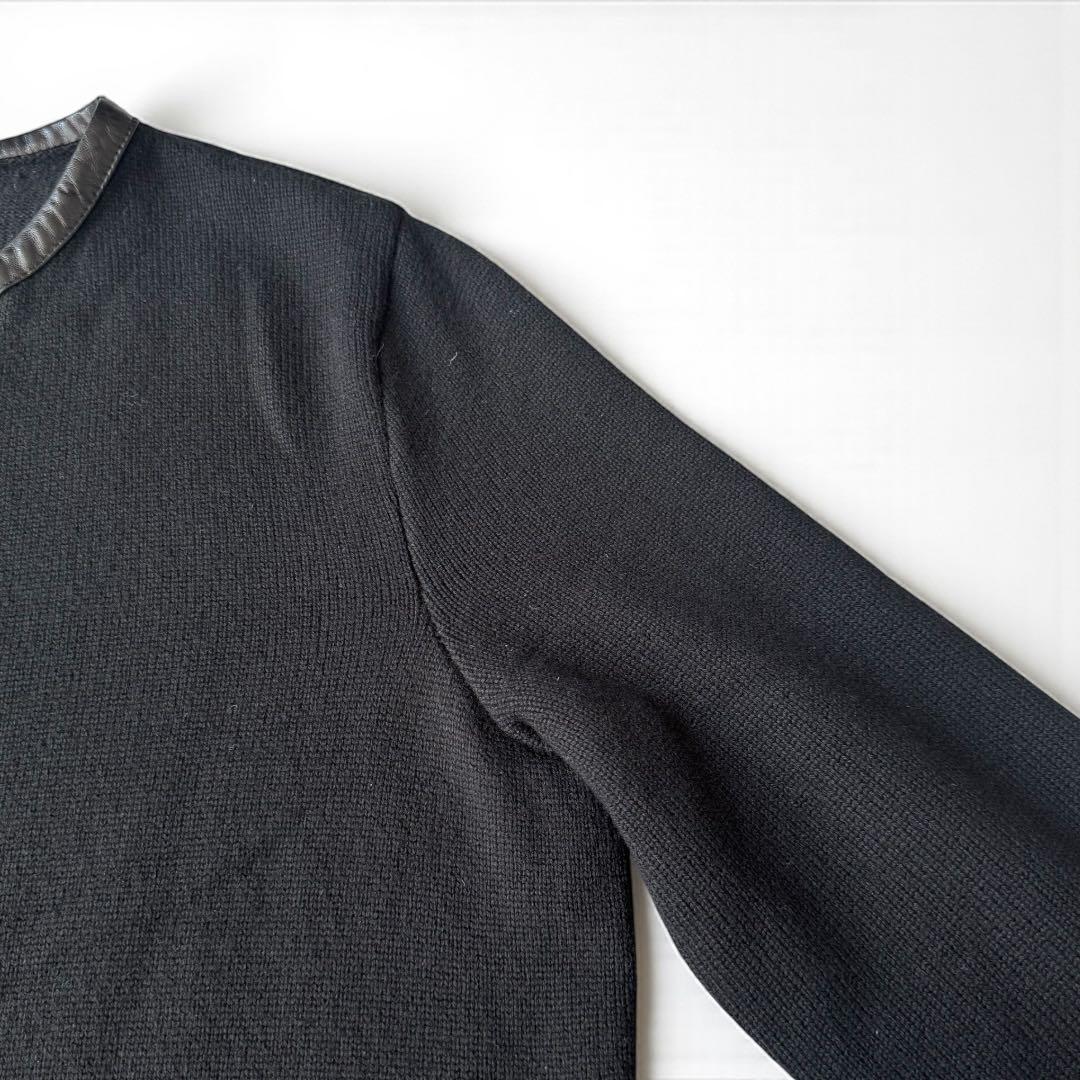 ラルフローレンブラックレーベル　カシミヤ100% レザーパイピング　ニットコート