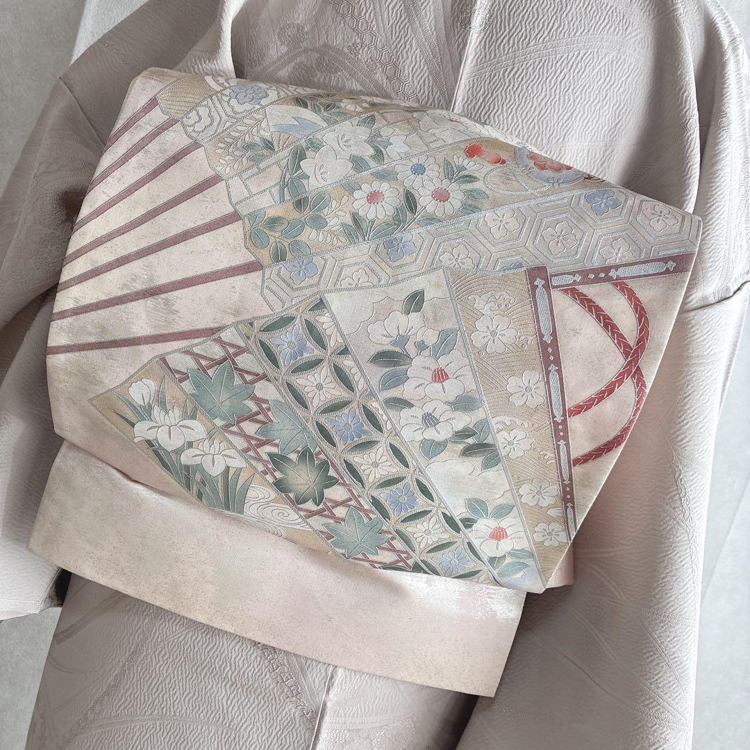 色無地　フルセット　着物　正絹　しつけ糸付き　ホワイトグレー　一つ紋　G4