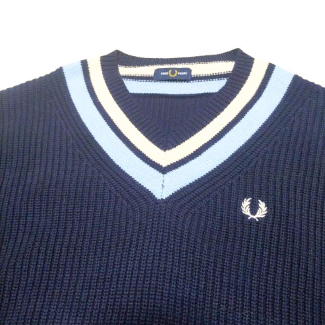 FRED PERRY × BEAMS 　別注 チルデンニット　M　ネイビー　美品