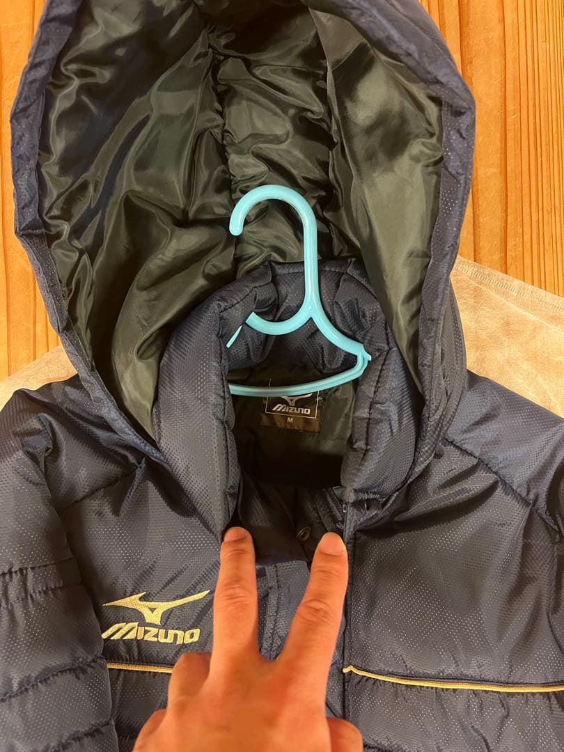 Mizuno ベンチコート ネイビー フード付き