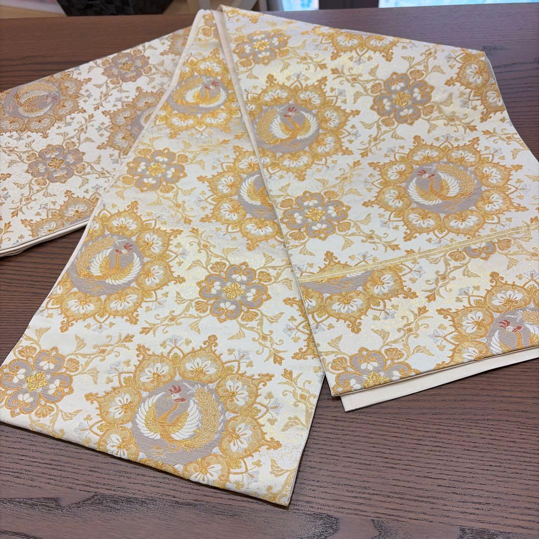 正絹未使用訪問着５点セット【長襦袢 袋帯 帯締め 帯揚げ】