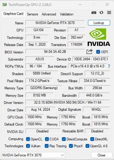 グラフィックボード・グラボ・ビデオカード ASUS TUF Gaming GeForce RTX 3070 OC 8GB