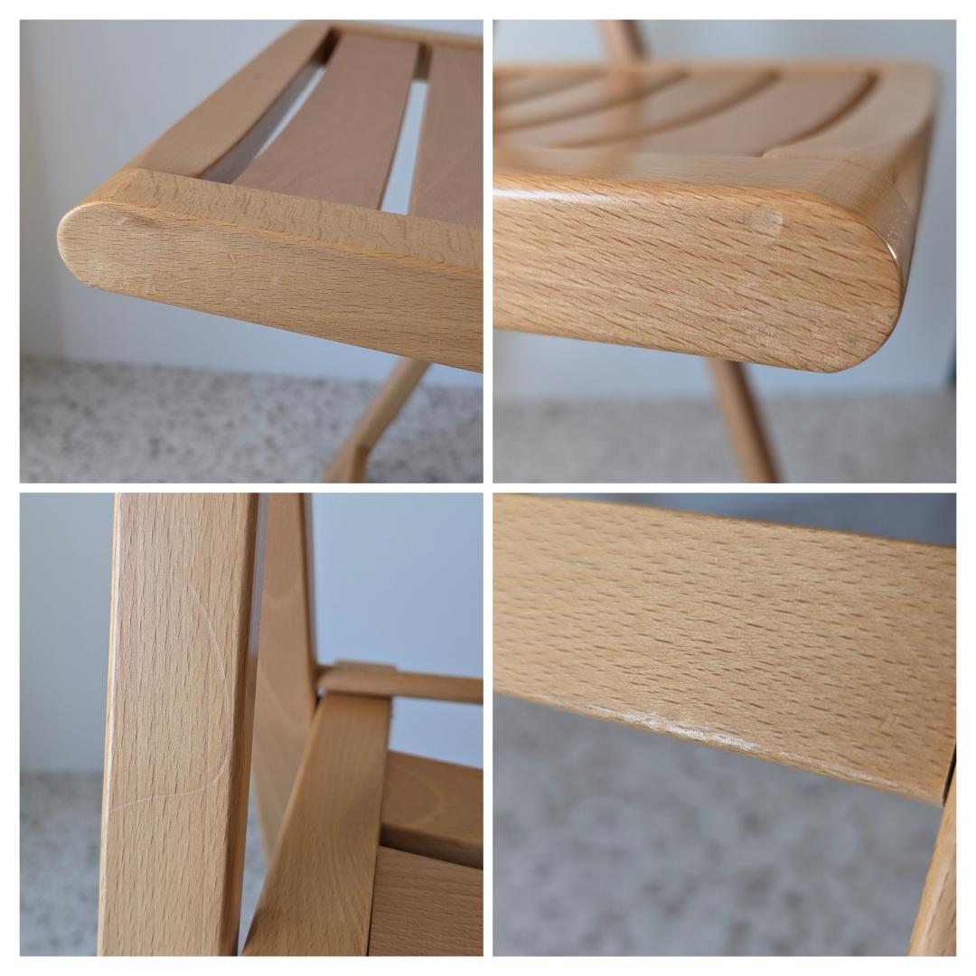 90s ビンテージ 無印 イタリア製 ブナ材 折りたたみチェア 2脚セット 美品