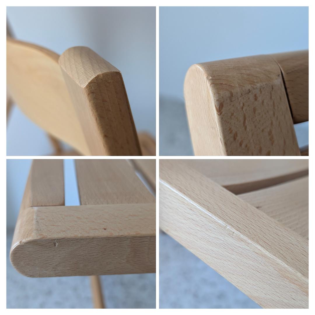 90s ビンテージ 無印 イタリア製 ブナ材 折りたたみチェア 2脚セット 美品