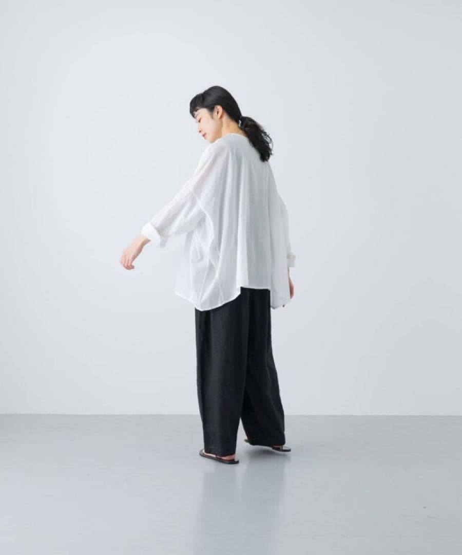 【極美品】かぐれ　ボイルワイドプルオーバー　オフホワイト