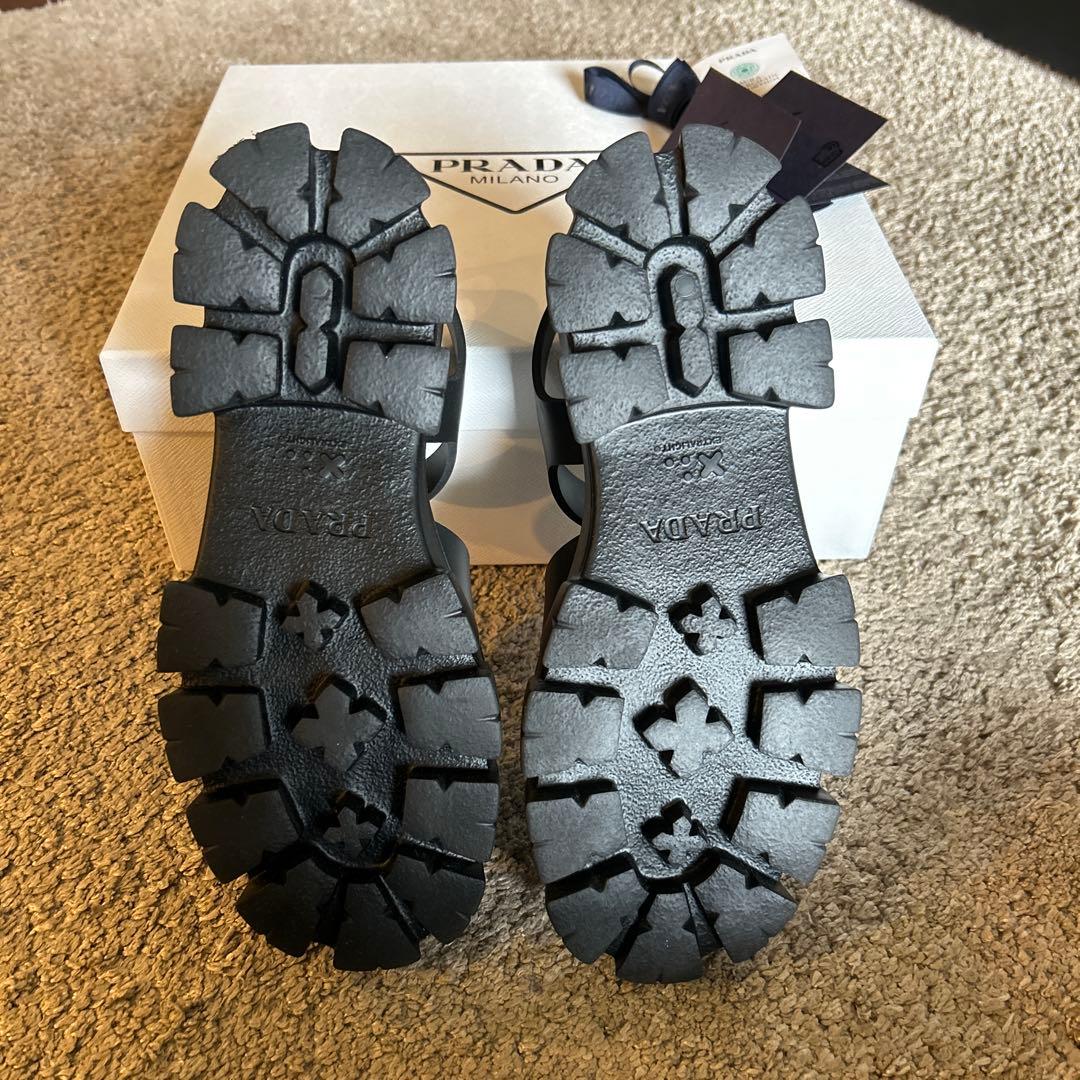 Prada プラダ　モノリス　ラバー　サンダル　黒　39