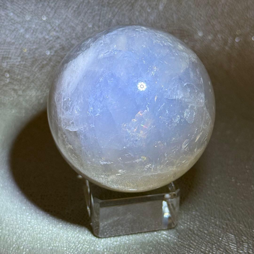 ブルーローズクォーツ　グレー　スフィア　53mm マダガスカル産　天然石