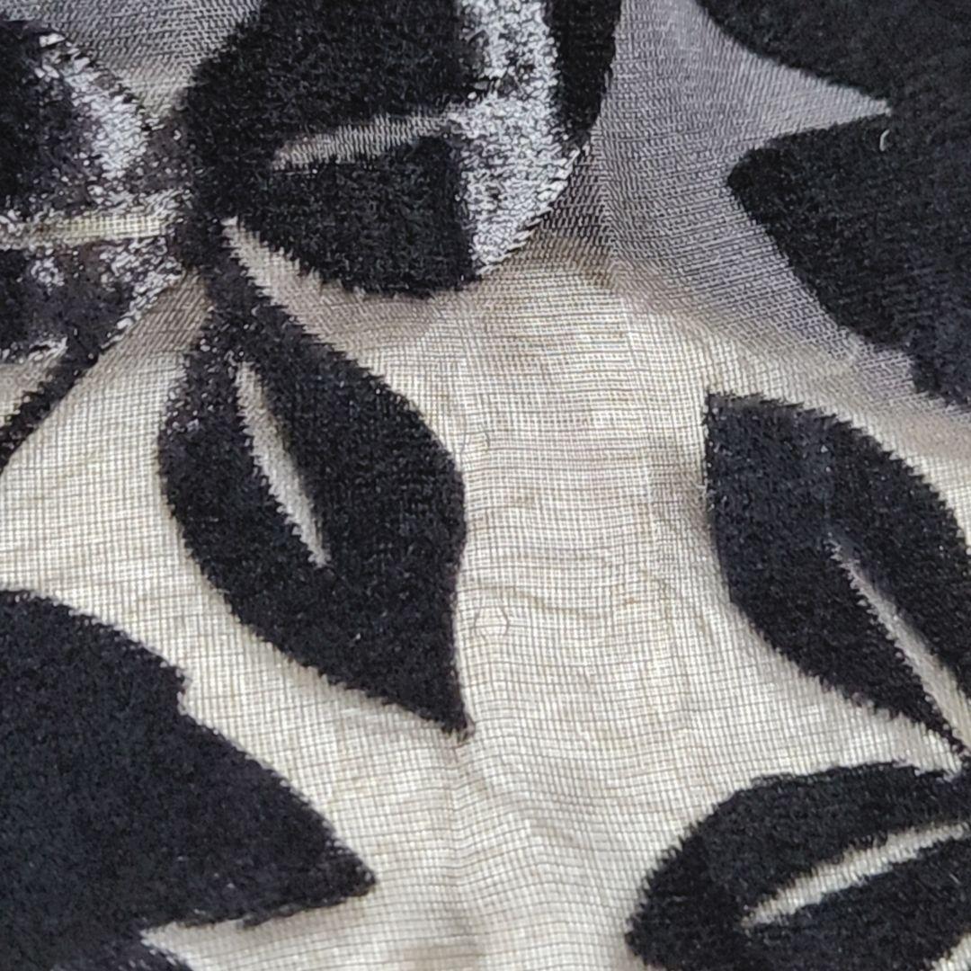 ジョルジオ・アルマーニ イタリア製 シルク使用 ベロアフラワー柄シアーシャツ 黒