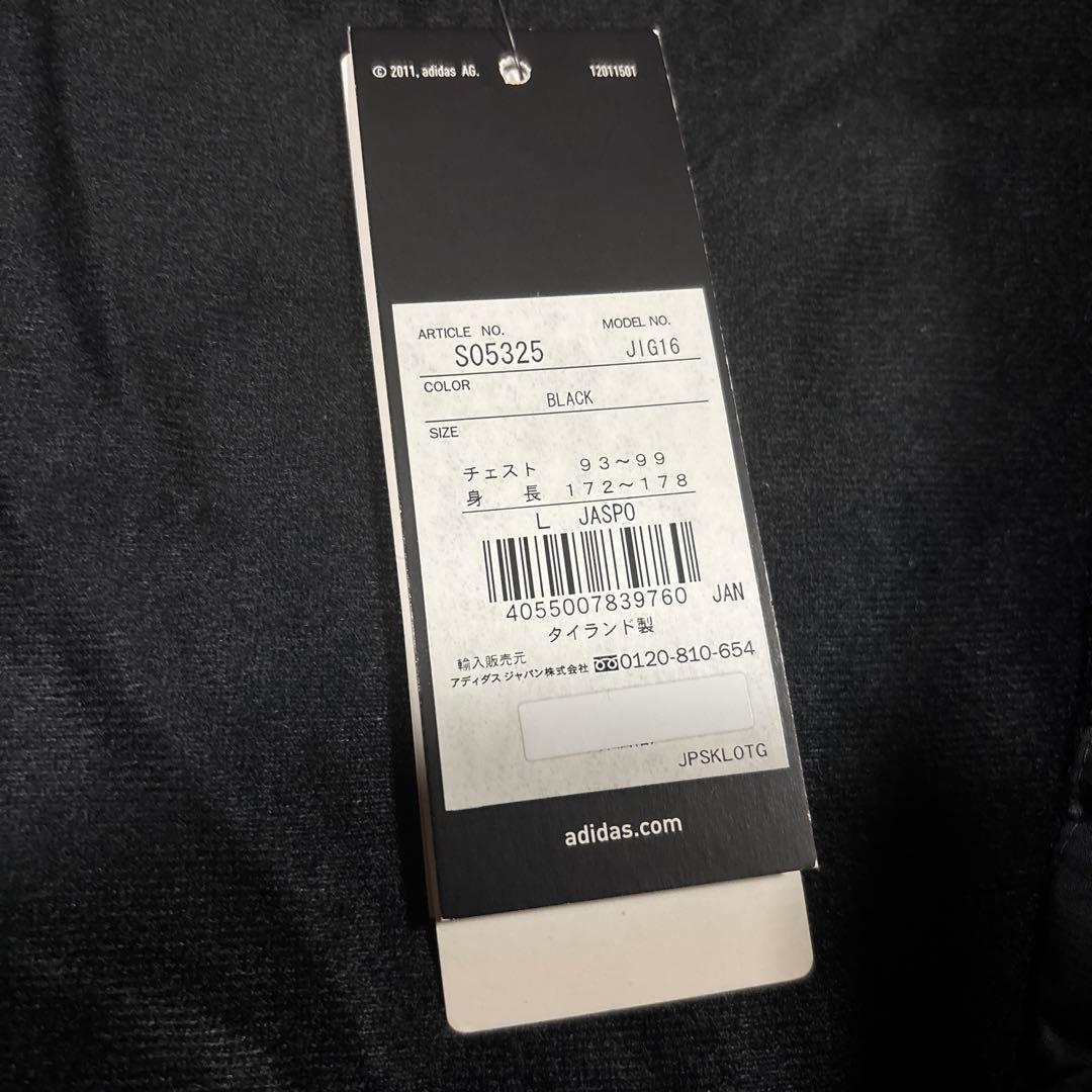 adidas メンズブラック ベンチコート L／スリーライン／フードあり／軽量